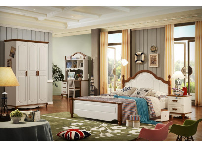 Komplett Set Bett Nuetsdësch Kleederschaf Designer Schlofzëmmer Miwwelen Nei 5 Stécker